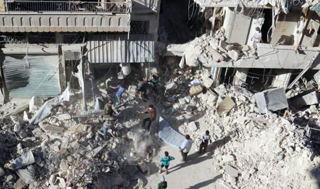 اردوی اسد حلب را با خاک یکسان می کند 